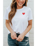 Azura Exchange Embroidered Heart Pattern T-Shirt - XL