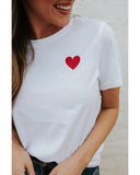 Azura Exchange Embroidered Heart Pattern T-Shirt - XL