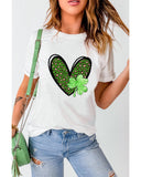 Azura Exchange Leopard Heart Shaped Print Crewneck Graphic Tee - XL