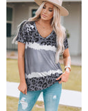 Azura Exchange Leopard Patchwork Short Sleeve Top - M