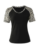 Azura Exchange Leopard Color Block Cut Out Top - XL