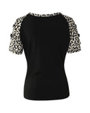 Azura Exchange Leopard Color Block Cut Out Top - XL