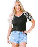 Azura Exchange Leopard Color Block Cut Out Top - XL