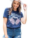 Azura Exchange American Woman Eagle Wing Flag Graphic Tee - L