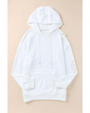 Azura Exchange Ripped Hooded Sweatshirt with Kangaroo Pocket - L