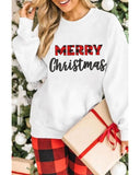 Azura Exchange MERRY Christmas Plaid Print Pullover Sweatshirt - L