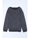 Azura Exchange Gray Ribbed Knit Round Neck Pullover Sweatshirt - 2XL