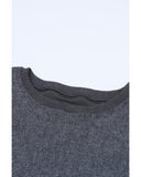 Azura Exchange Gray Ribbed Knit Round Neck Pullover Sweatshirt - XL