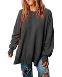 Azura Exchange Oversized Ribbed Trim Sweatshirt - L