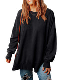 Azura Exchange Oversized Ribbed Trim Sweatshirt - L