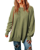 Azura Exchange Oversized Ribbed Trim Sweatshirt - M