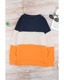 Azura Exchange Colorblock Sweatshirt with Contrast Stitching and Slits - M