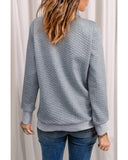 Azura Exchange Quilted Stand Neck Pullover Sweatshirt with Fake Front Pocket - M