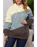 Azura Exchange Blue Colorblock Kangaroo Pocket Hoodie - 5X