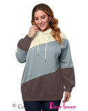 Azura Exchange Blue Colorblock Kangaroo Pocket Hoodie - 5X