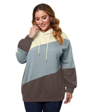 Azura Exchange Blue Colorblock Kangaroo Pocket Hoodie - 5X