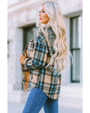 Azura Exchange Color Block Plaid Shirt with Buttoned Details - XL