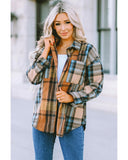 Azura Exchange Color Block Plaid Shirt with Buttoned Details - XL