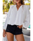 Azura Exchange V Neck Balloon Sleeve Shirt - L