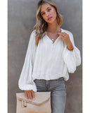 Azura Exchange V Neck Balloon Sleeve Shirt - M