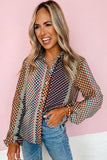 Azura Exchange Long Sleeve Dot Print Button Down Shirt - XL