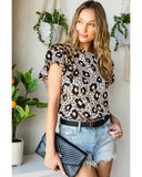 Azura Exchange Leopard Print Ruffled Blouse - L