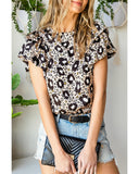 Azura Exchange Leopard Print Ruffled Blouse - L