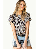 Azura Exchange Leopard Print Ruffled Blouse - L