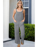 Azura Exchange Textured Wide Leg Overall with Pockets - XL