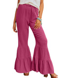 Azura Exchange Textured High Waist Ruffled Bell Bottom Pants - M