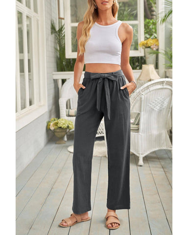 Azura Exchange Wide Leg Pants with Elastic Waist and Drawstring - L