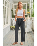 Azura Exchange Wide Leg Pants with Elastic Waist and Drawstring - L