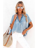 Azura Exchange V Neck Oversized Denim Blouse - S