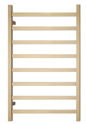 2023 Brushed Brass Gold stainless steel Heated Towel Rail rack Square AU 650*620mm No Timer