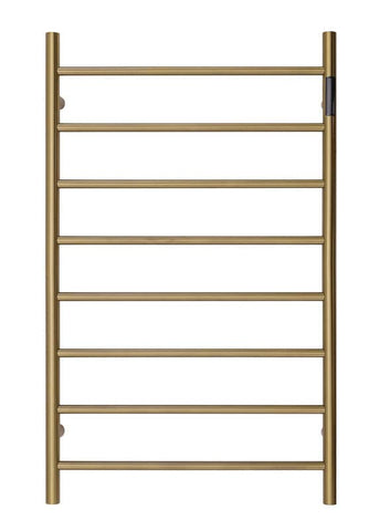 2023 Brushed Brass Gold stainless steel Heated Towel Rail rack Round AU 1000*620mm Timer