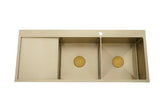 2023 Burnished Brass Gold stainless steel 304 double bowl kitchen sink with drainer tap hole