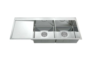 2021 the First Polished Chrome stainless steel 304 double bowl kitchen sink with drainer and tap hole