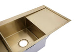 2021 Burnished Brass Gold stainless steel 304 double bowl kitchen sink with drainer on right tap hole