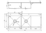 2021 Burnished Brass Gold stainless steel 304 double bowl kitchen sink with drainer on right tap hole