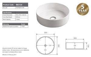 2021 Matte Pink outside Round 360 mm Dia top counter basin porcelain sink