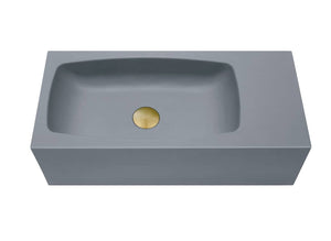 New Concrete Cement Wash Basin Counter Top Matte Dark Grey Wall Hung Curved Basin