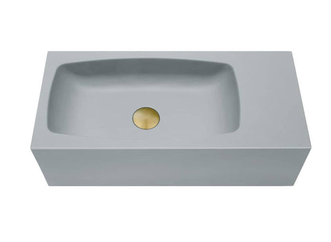 New Concrete Cement Wash Basin Counter Top Matte Light Grey Wall Hung Curved Basin