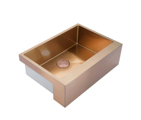 2021 New Burnished rose gold Copper stainless steel 304 Single bowl Butler Apron Farmhouse kitchen sink