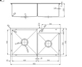 2023 Burnished Gunmetal stainless steel 304 double bowl kitchen sink with tap hole 800*450 mm