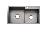 2023 Burnished Gunmetal stainless steel 304 double bowl kitchen sink with tap hole 800*450 mm