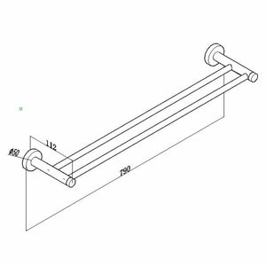 Luxurious Brushed Gold Stainless Steel 304 Towel Rack Rail - Double Bar 800mm