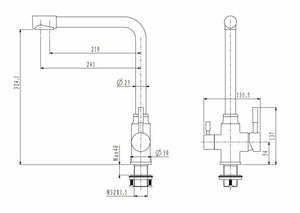 2023 Brushed Gold 3 Way Pure drinking filter Kitchen tap stainless steel PVD plated