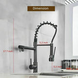 2023 Matte Black pull out with spray function spring kitchen mixer tap faucet Dual outlets