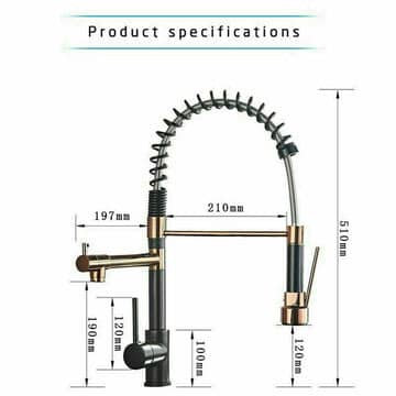 2023 Matte Black Rose Gold pull out with spray function spring kitchen mixer tap faucet Dual Outlets