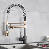 2023 Matte Black Rose Gold pull out with spray function spring kitchen mixer tap faucet Dual Outlets